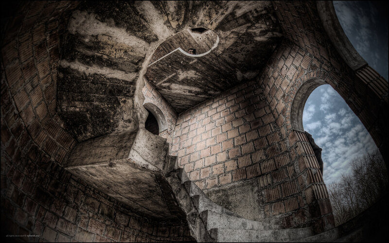 abandoned brick structure interior