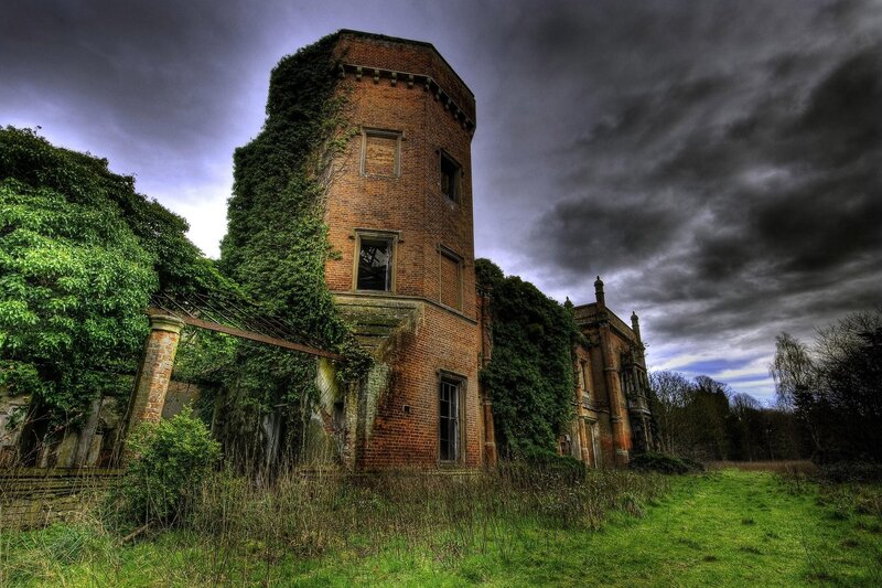 Abandoned brick tower house