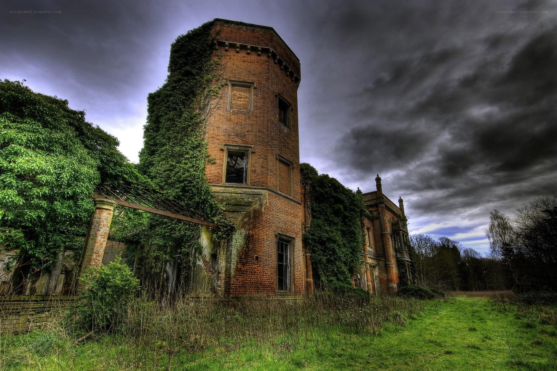 Abandoned brick tower house
