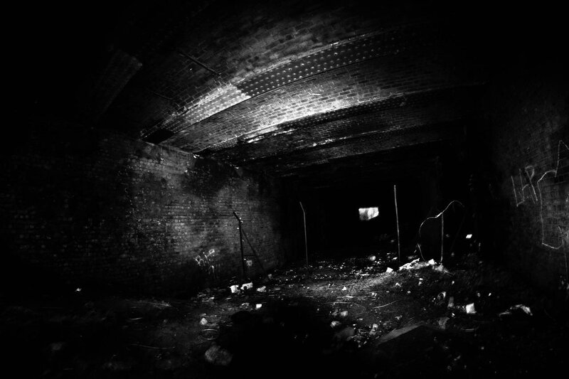 Abandoned Brick Tunnel — Black, Dark