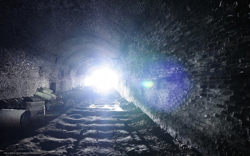 Abandoned Brick Tunnel — Black, Dramatic