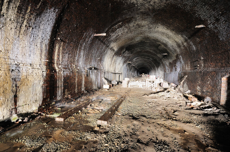 abandoned brick tunnel interior