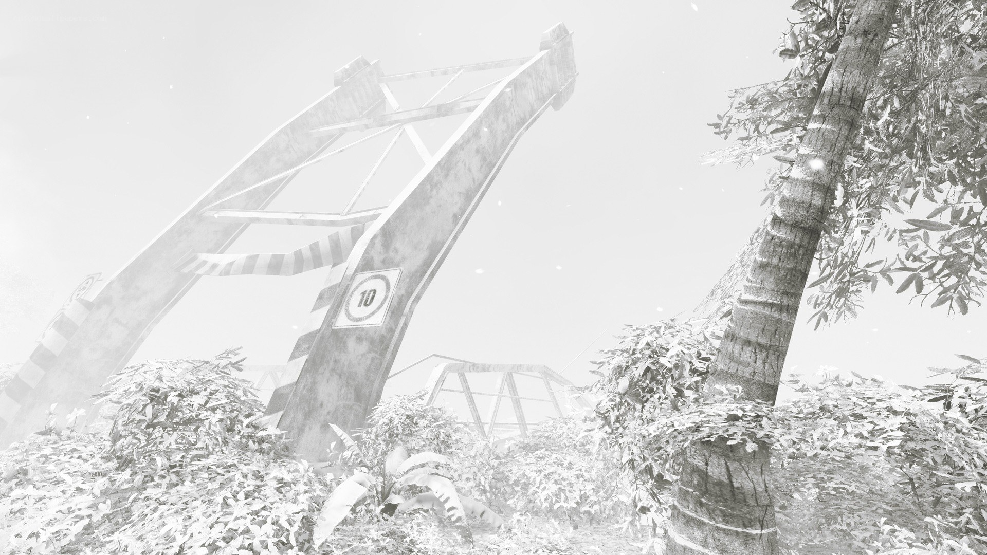abandoned bridge in fog