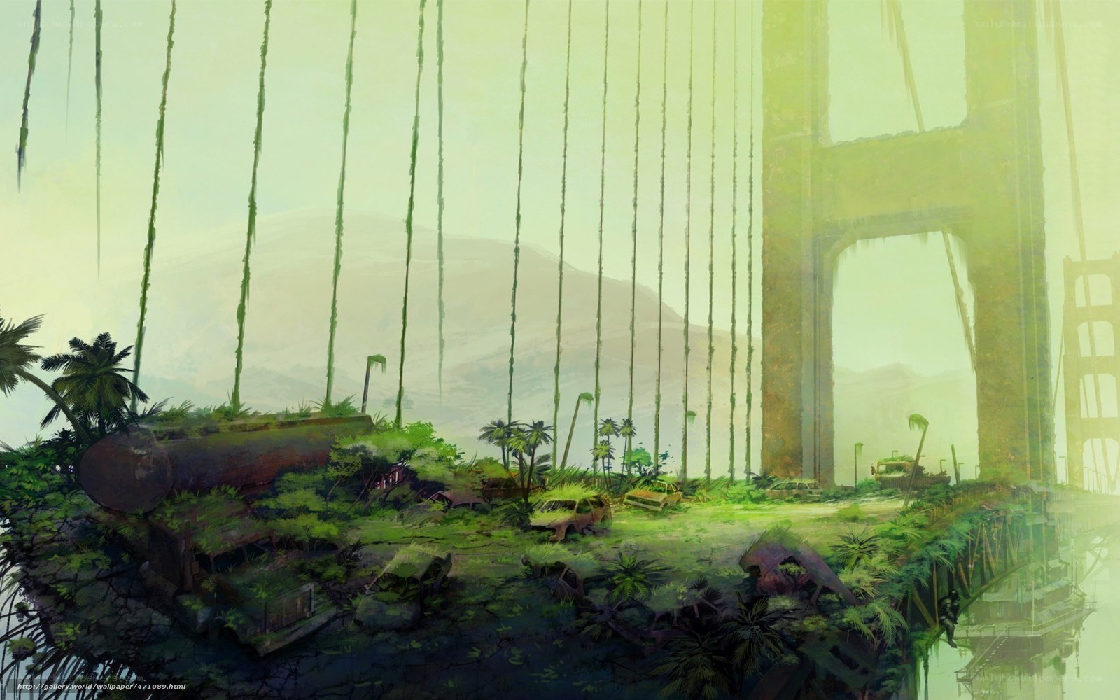 Abandoned bridge overgrown with nature