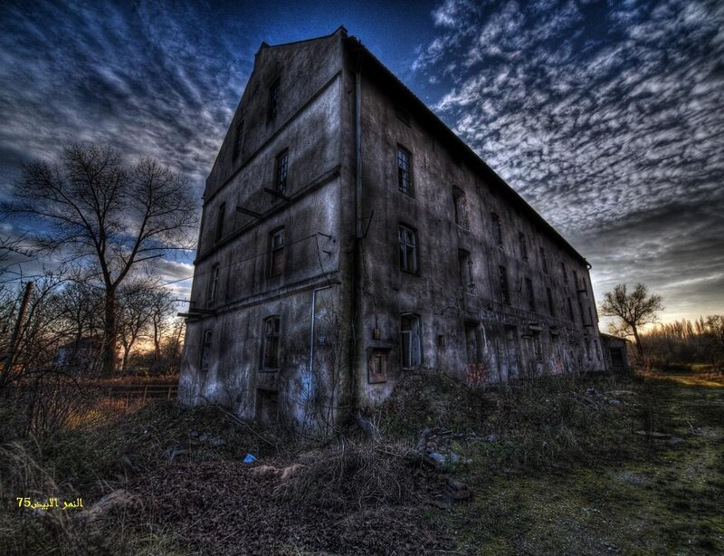 abandoned building at dusk
