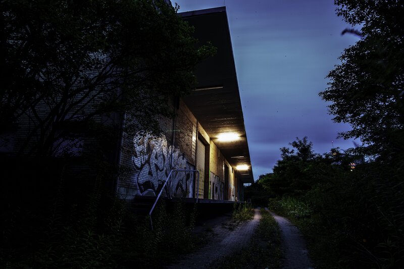 Abandoned Building at Dusk — Blue