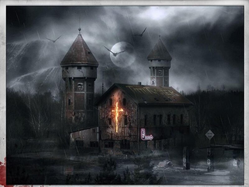 Abandoned Building at Night — Black