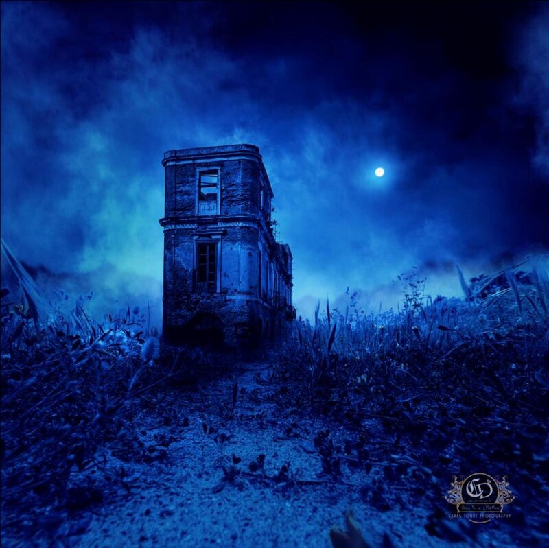 Abandoned Building at Night — Blue