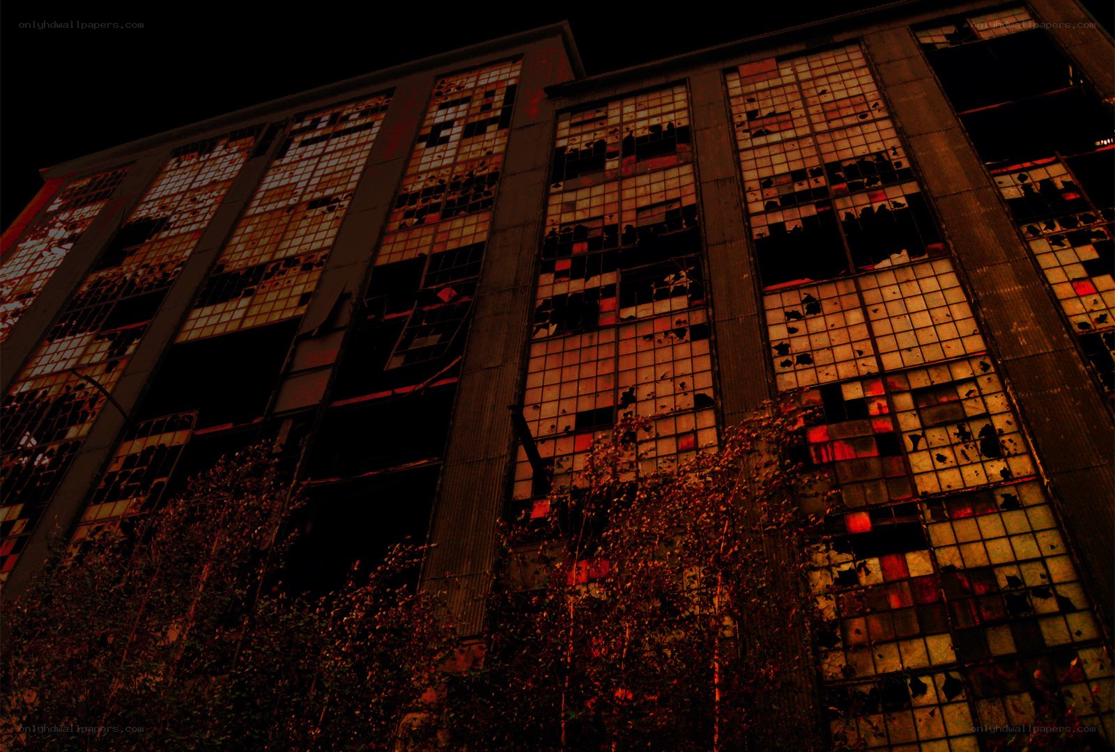 abandoned building at night