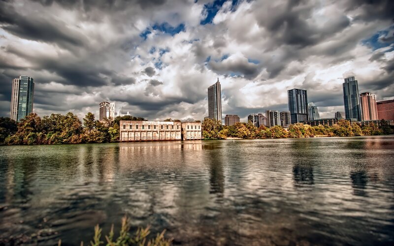 Abandoned Building by Lake