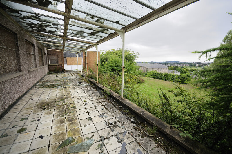 Abandoned building corridor