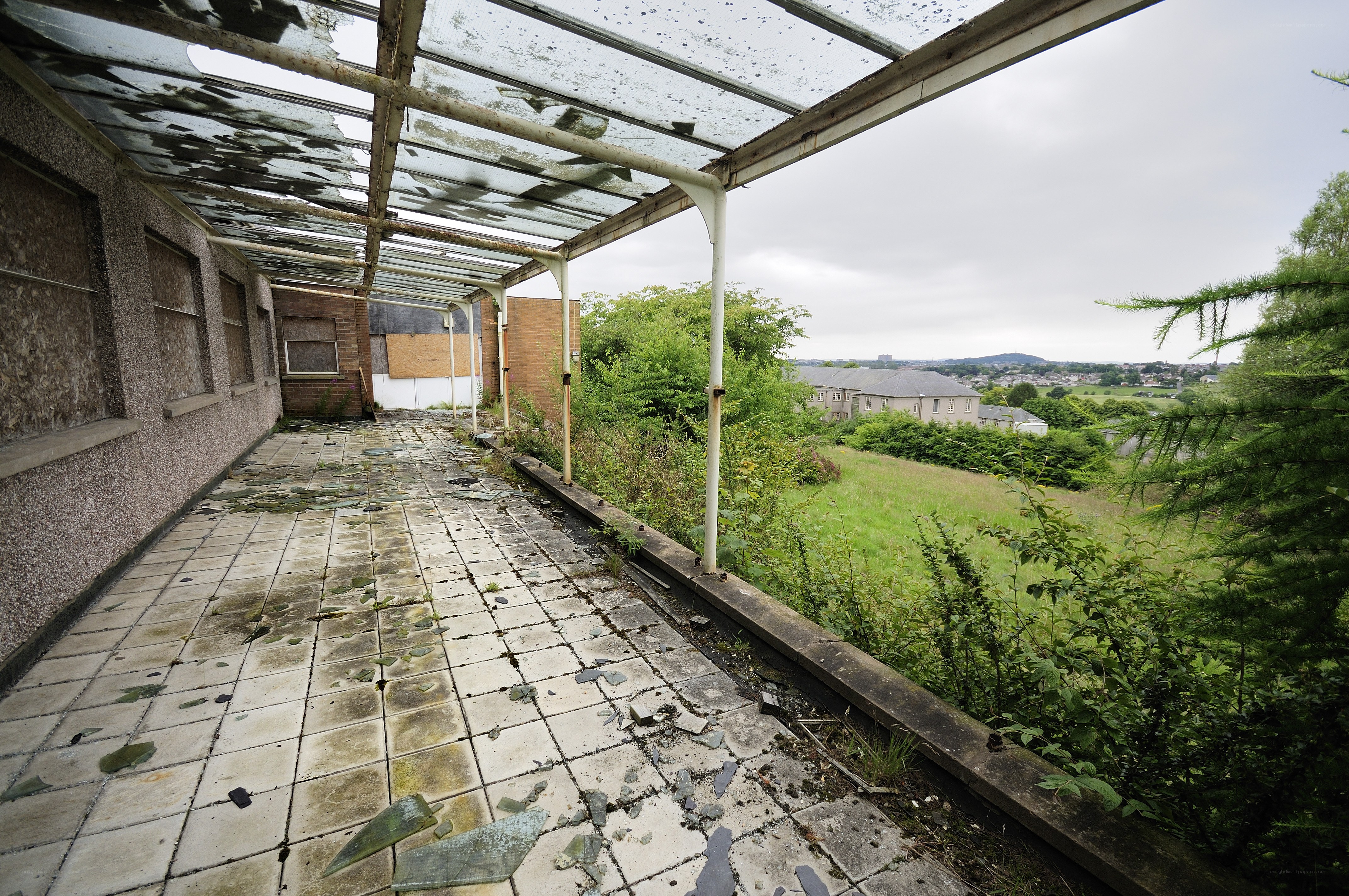 Abandoned building corridor