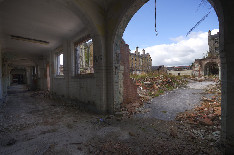 Abandoned building corridor