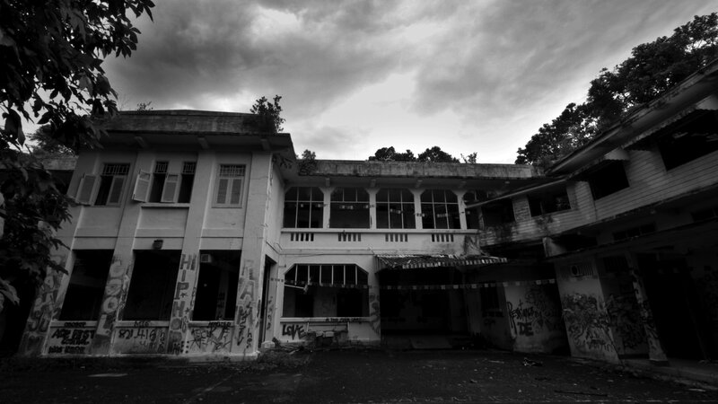 Abandoned Building Courtyard — Black