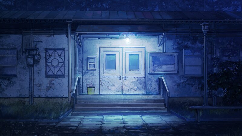 Abandoned Building Entrance — Blue