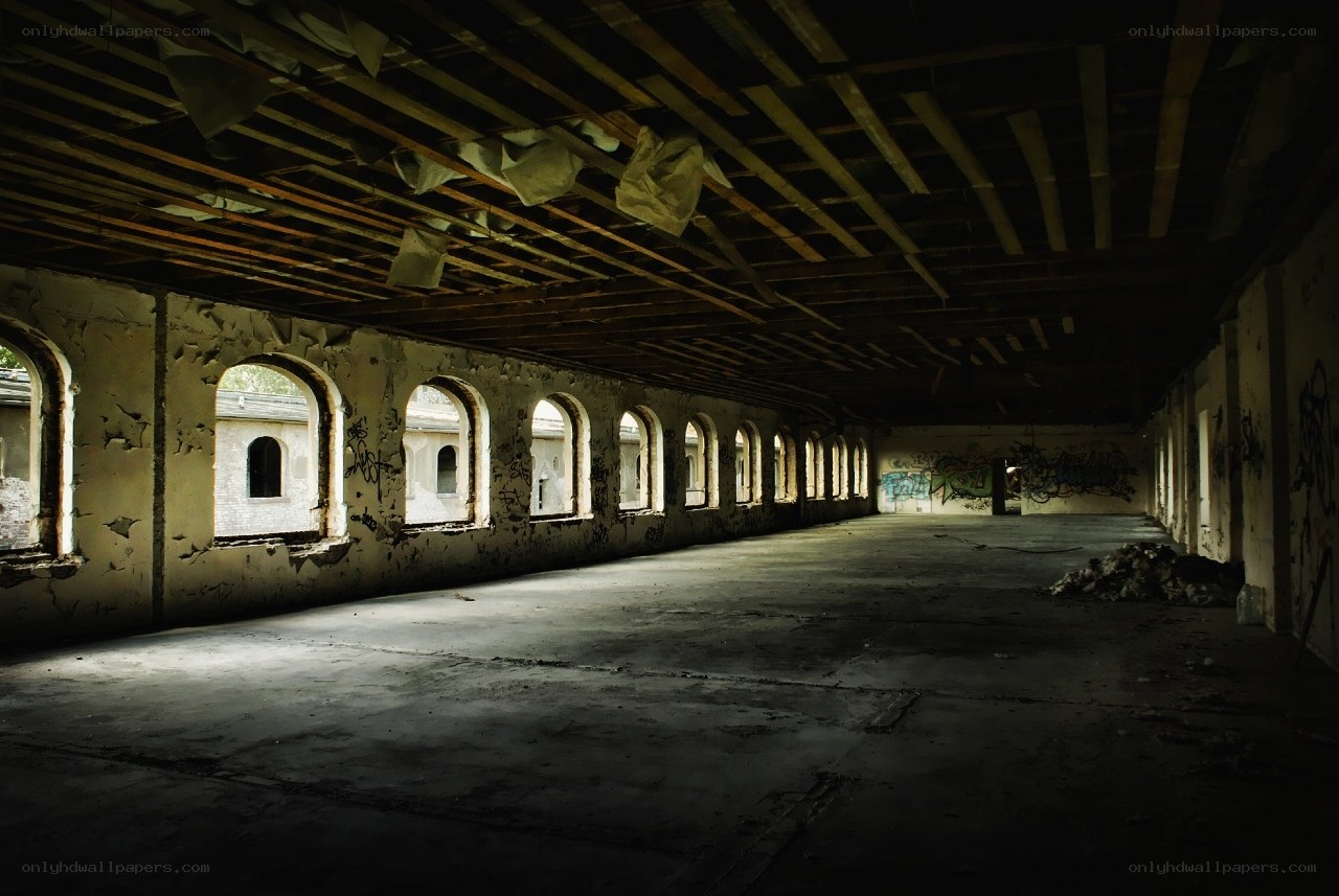 abandoned building hallway