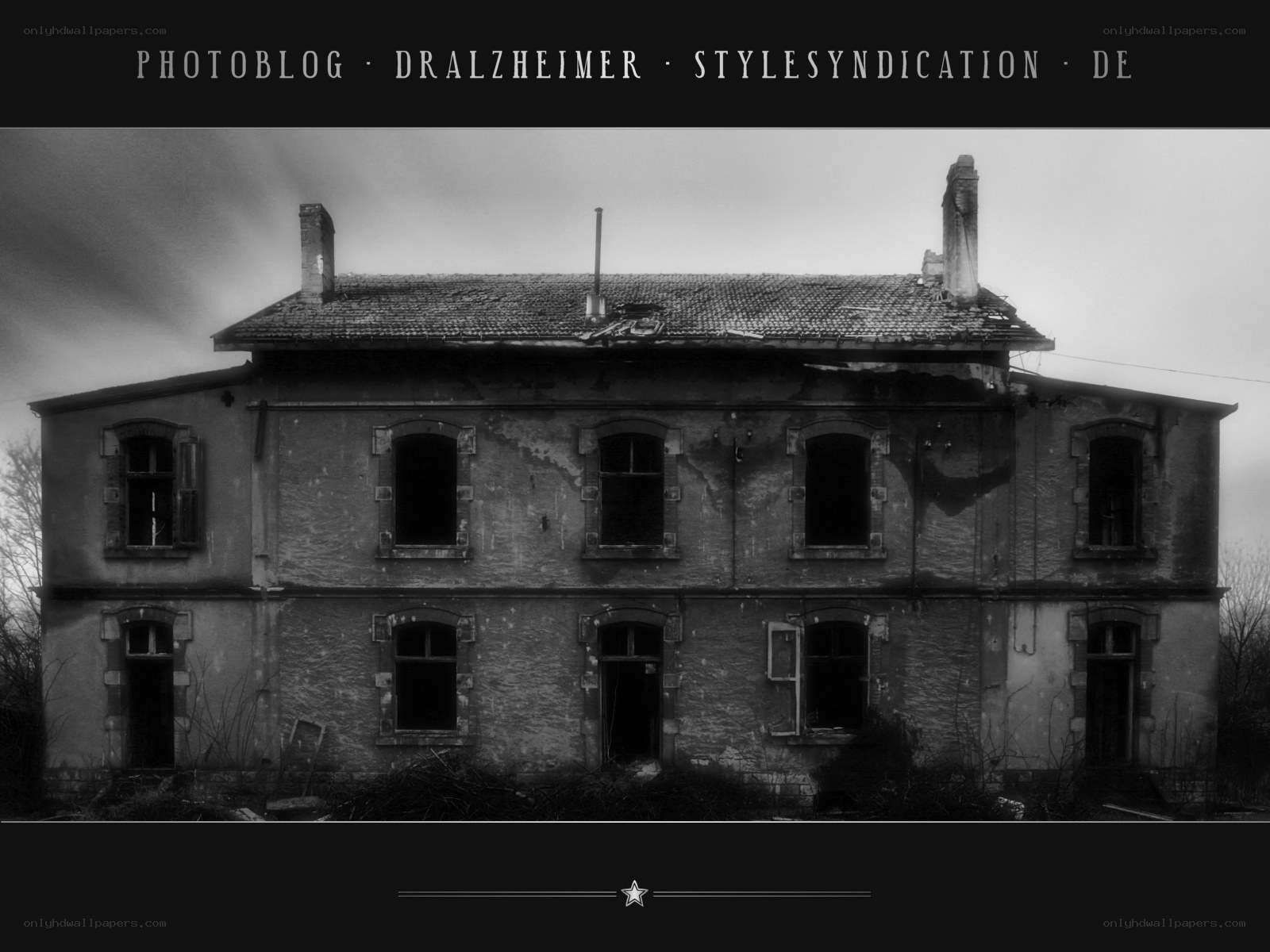Abandoned building in black and white