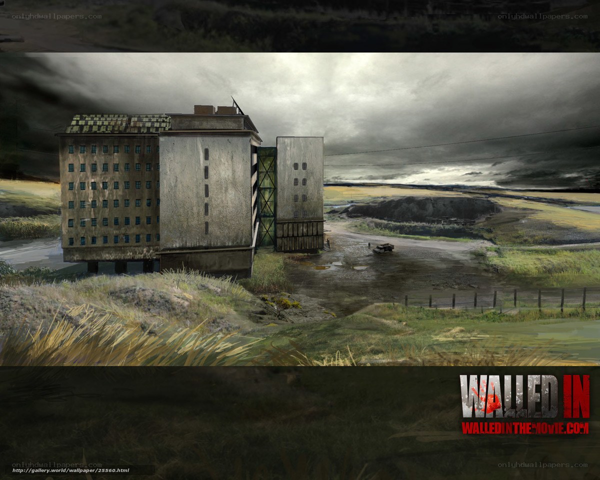 Abandoned building in desolate landscape