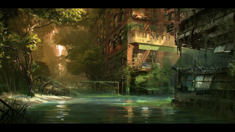 Abandoned Building in Forest — Green, Dramatic