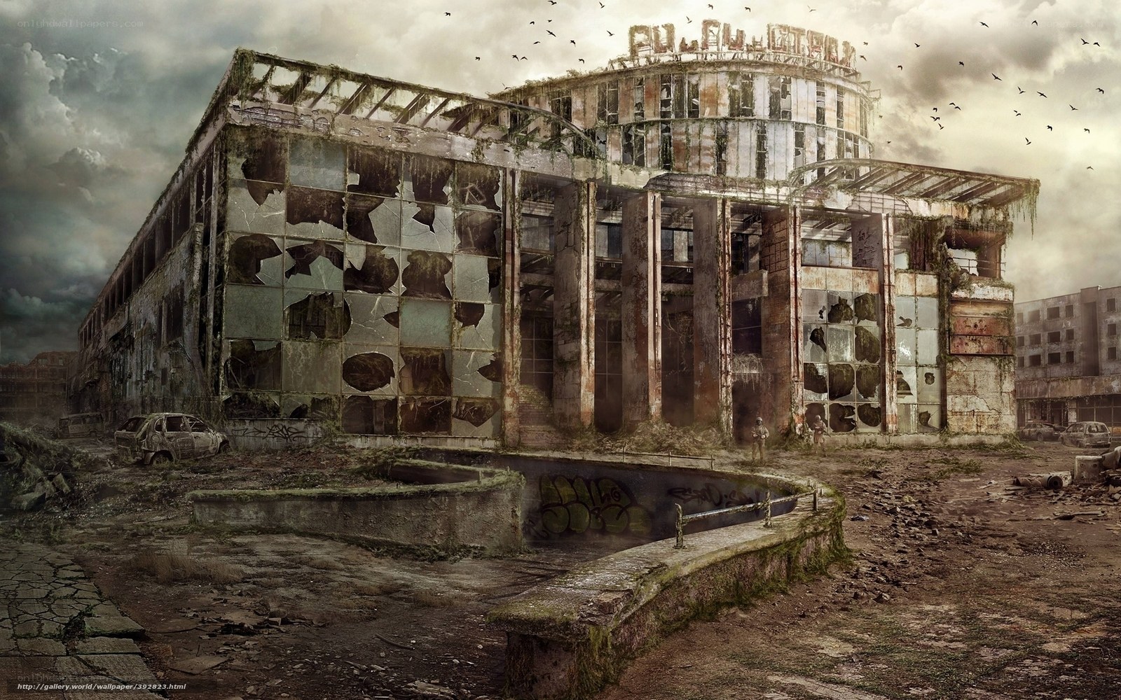 abandoned building in wasteland
