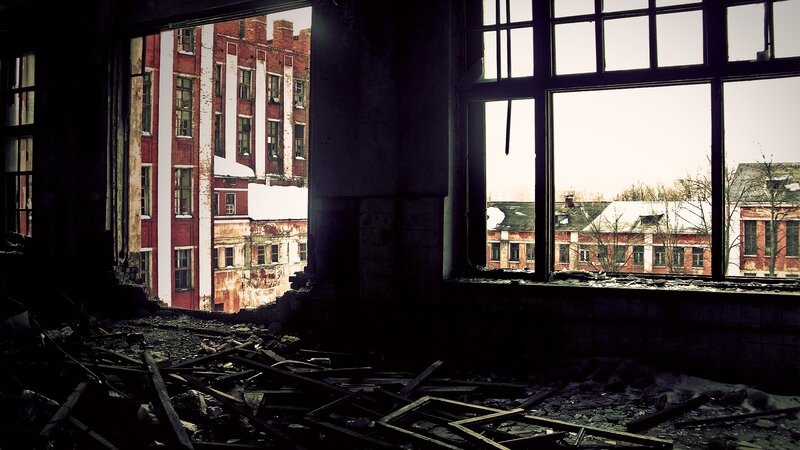 Abandoned Building Interior — Black, Desolate