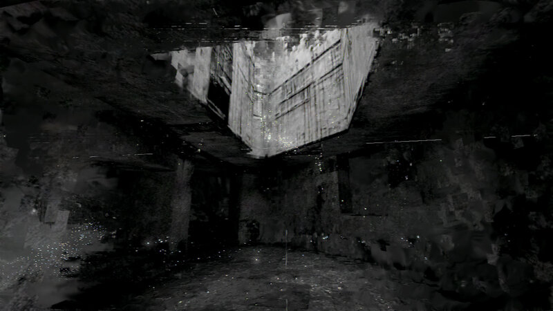 Abandoned Building Interior — Black, Dystopian