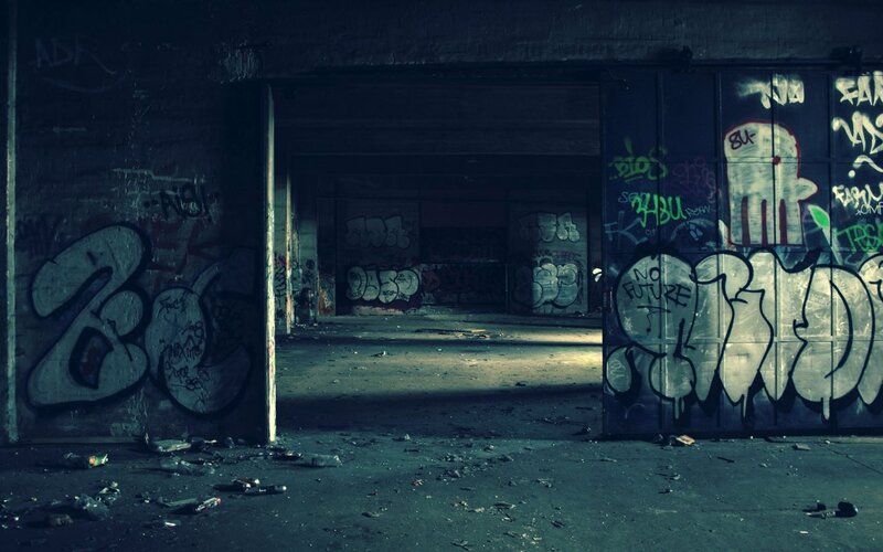 Abandoned Building Interior — Blue, Dark, Desolate