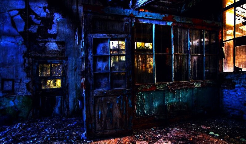 Abandoned Building Interior — Blue, Dark