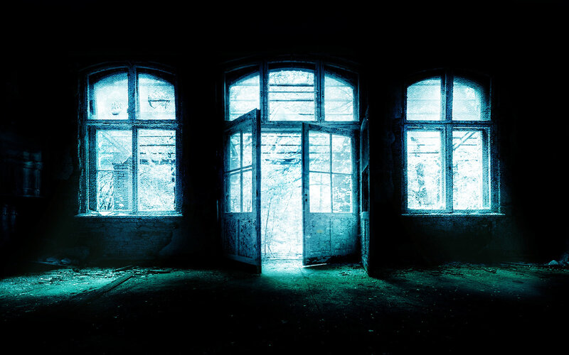 Abandoned Building Interior — Blue