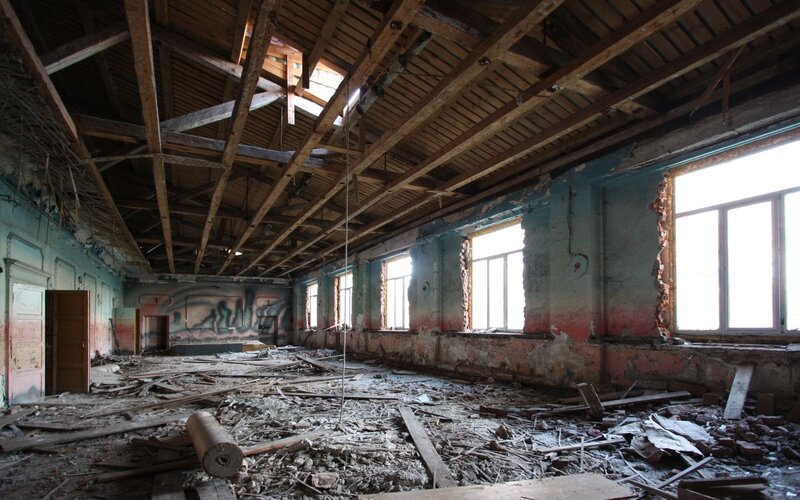 Abandoned Building Interior — Brown, Desolate, Photograph