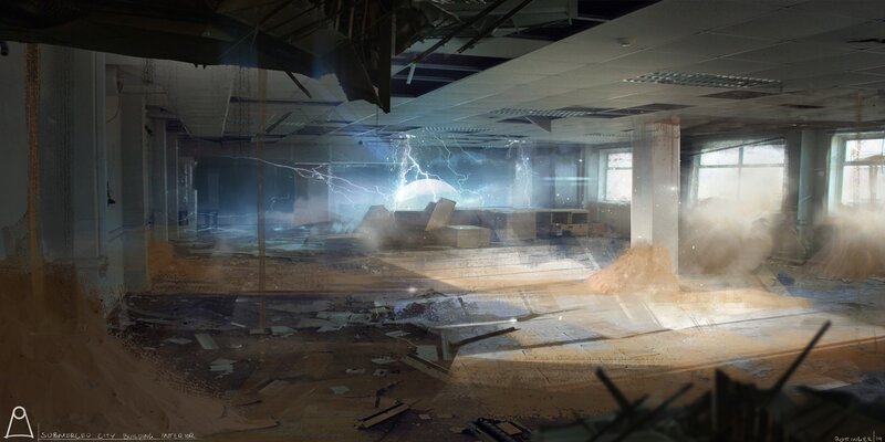 Abandoned Building Interior — Brown, Dramatic, Digital Art