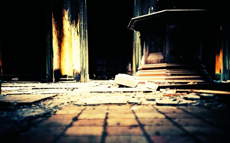 Abandoned Building Interior — Brown, Dramatic, Photograph