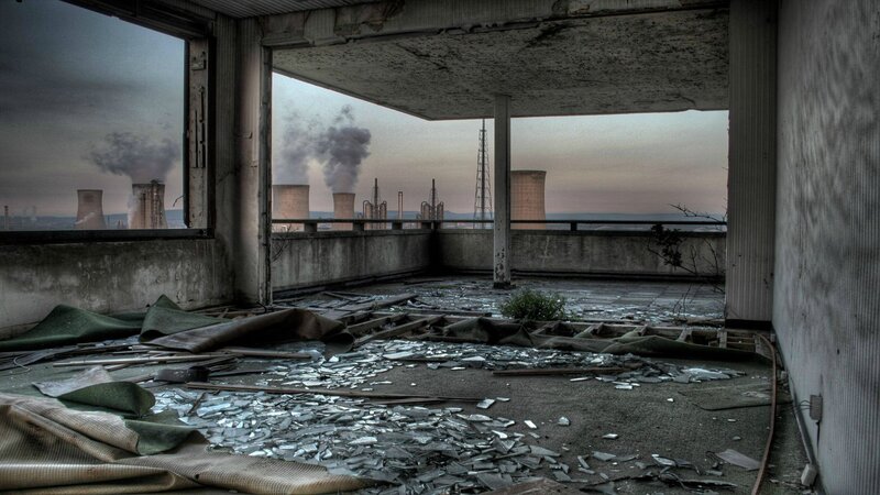 Abandoned Building Interior — Gray, Dramatic, Sunset