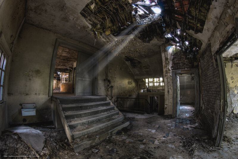 Abandoned Building Interior — Gray