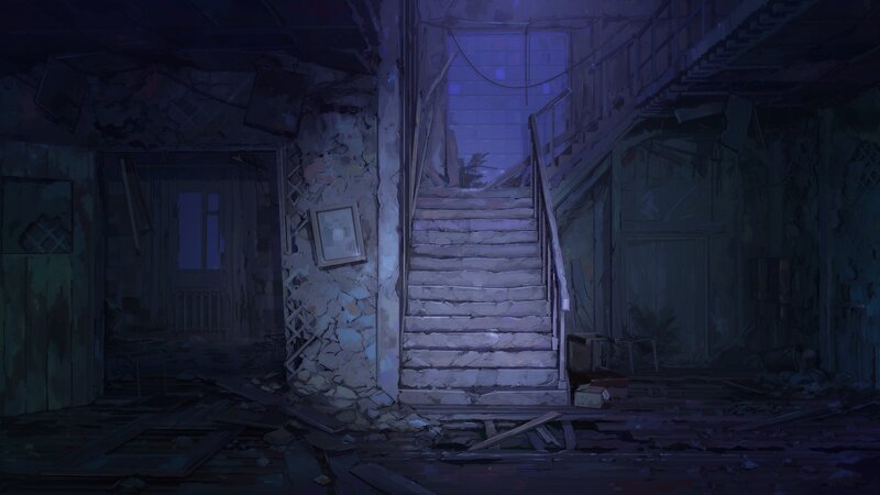 Abandoned Building Interior — Purple