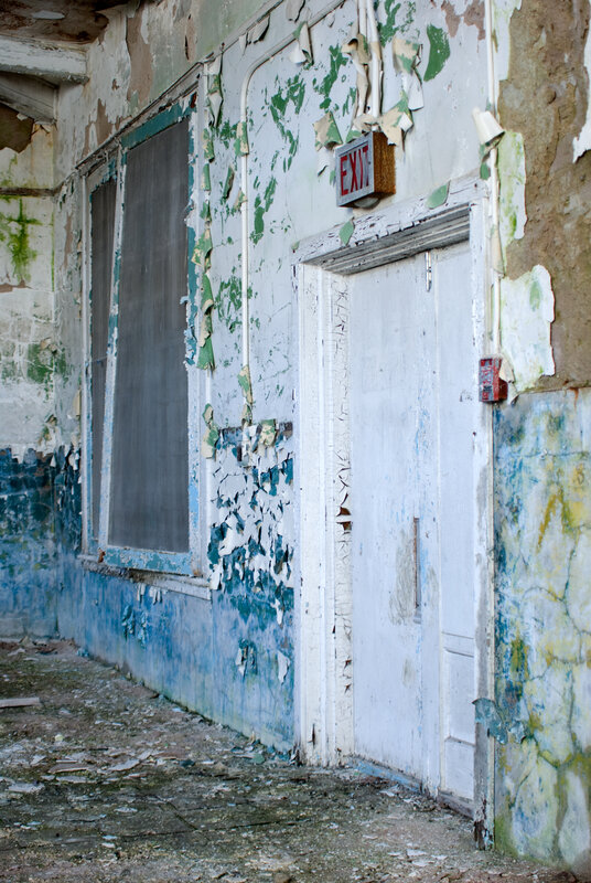 Abandoned Building Interior — White
