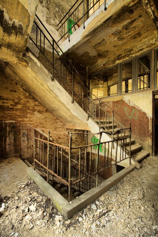 Abandoned building staircase