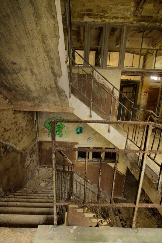 abandoned building staircase