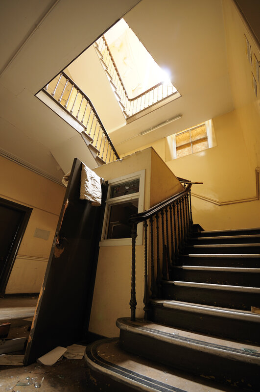 Abandoned building staircase