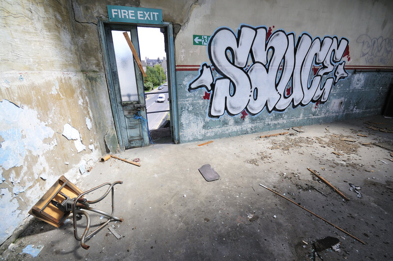 Abandoned building with graffiti