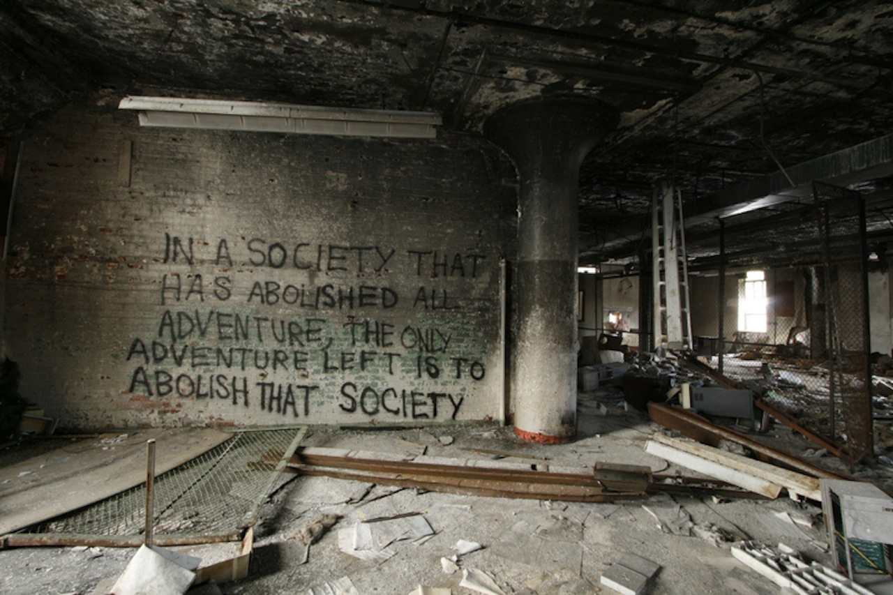 abandoned building with graffiti