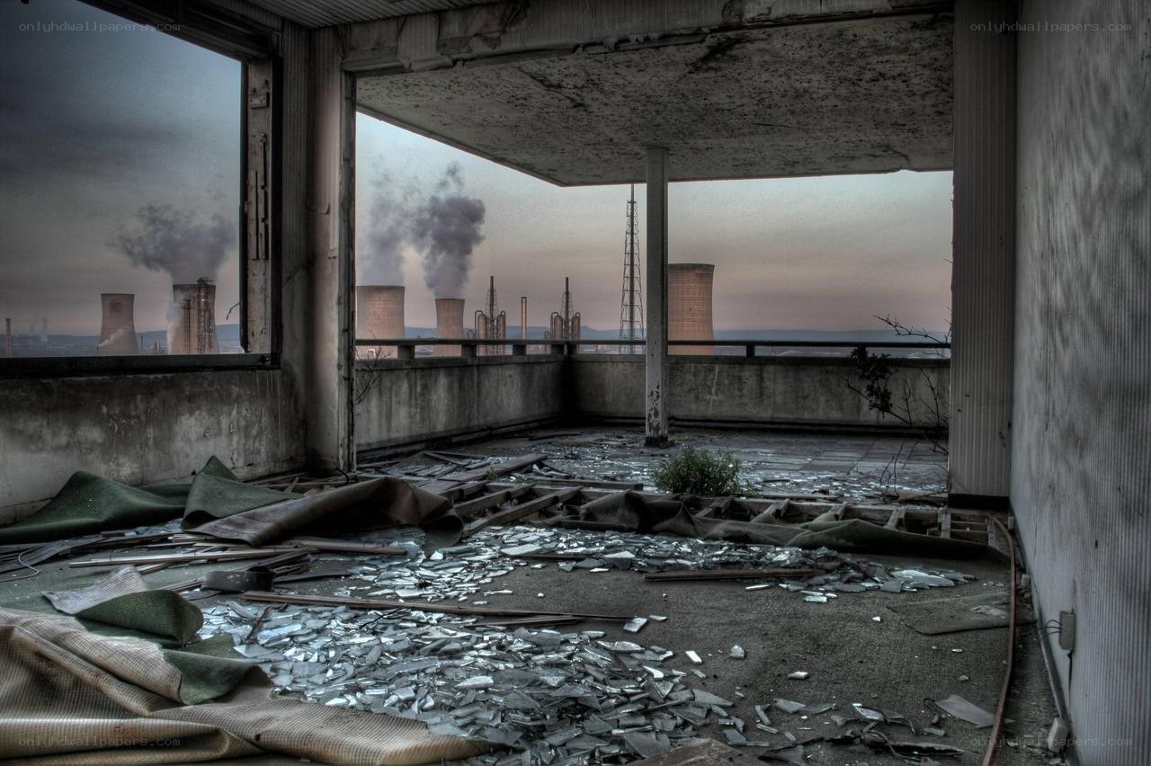 Abandoned building with industrial view