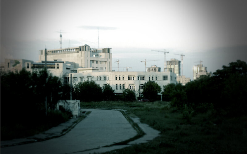 abandoned buildings and construction site