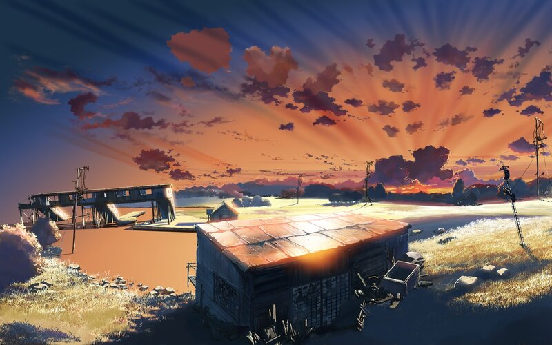 Abandoned Buildings at Sunset — Orange, Dramatic
