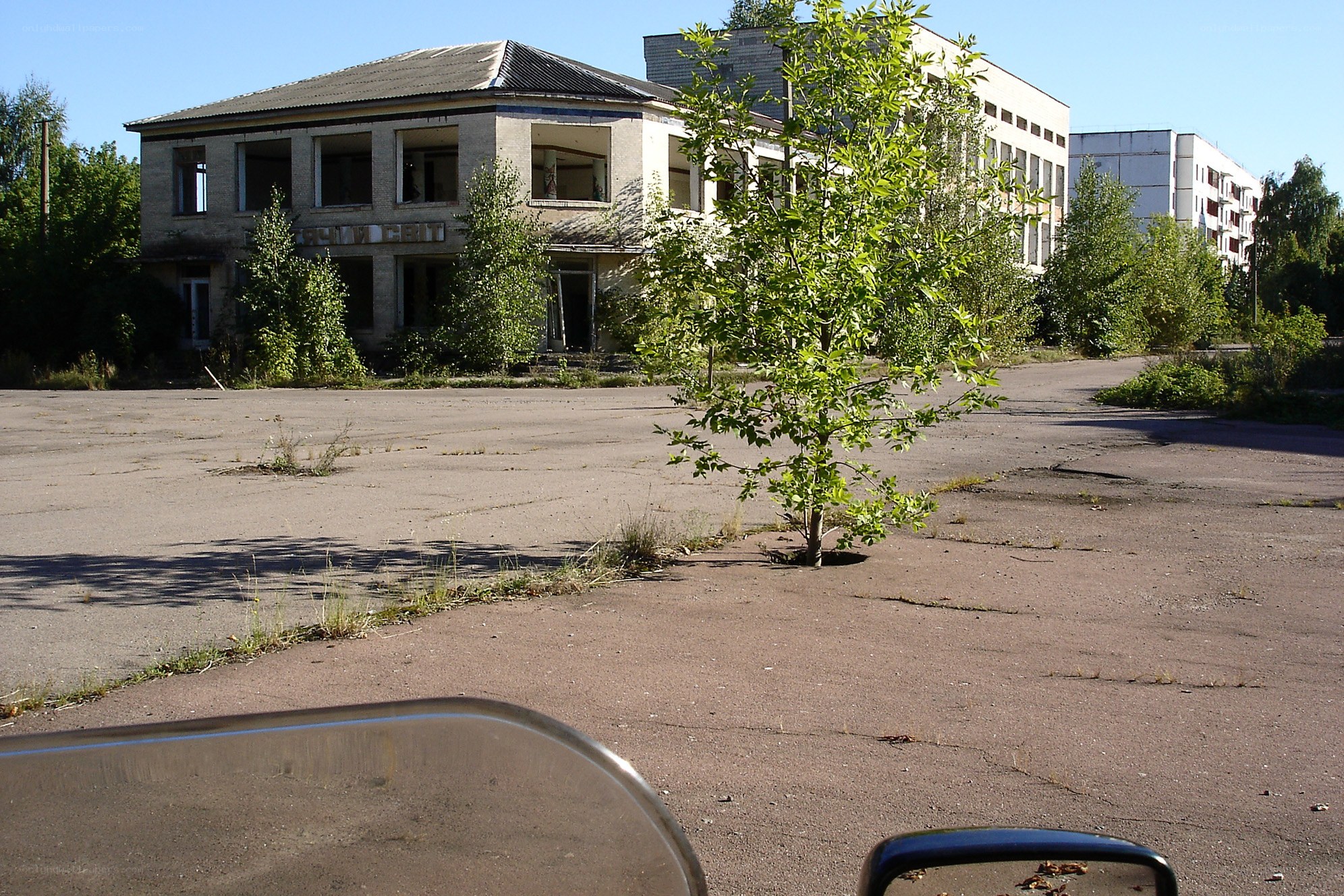 Abandoned buildings in a deserted town