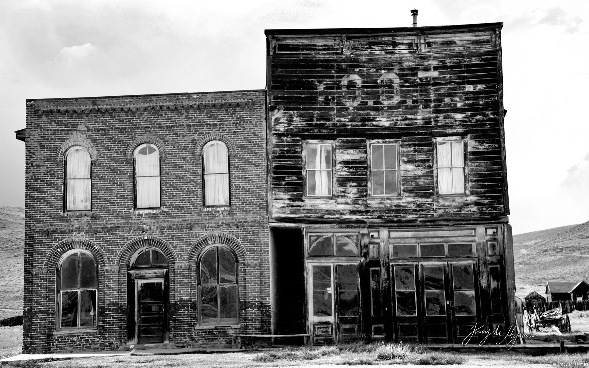 Abandoned buildings in a ghost town