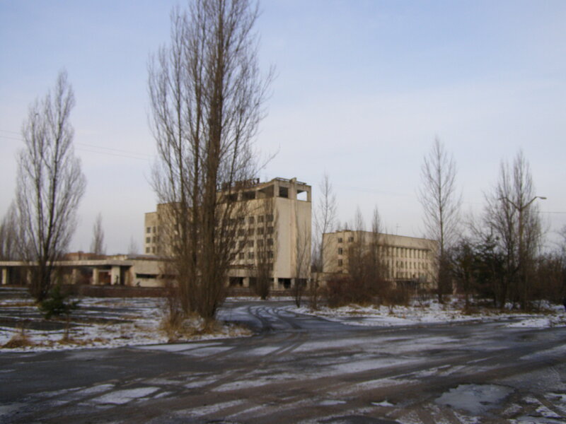 Abandoned buildings in winter