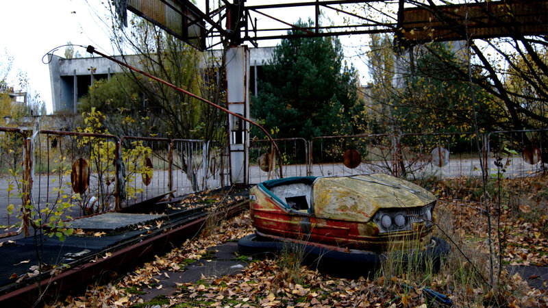 Abandoned bumper cars in Chernobyl