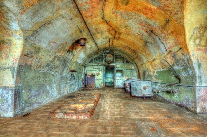 Abandoned Bunker Interior — Brown