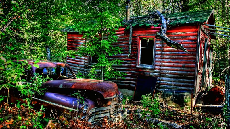Abandoned Cabin and Car